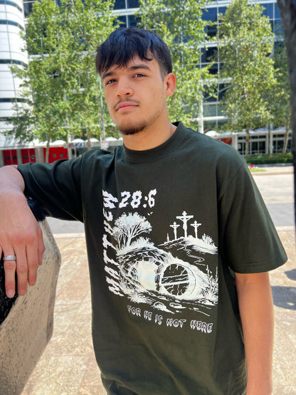 He Is Risen Hunter Green T-Shirt