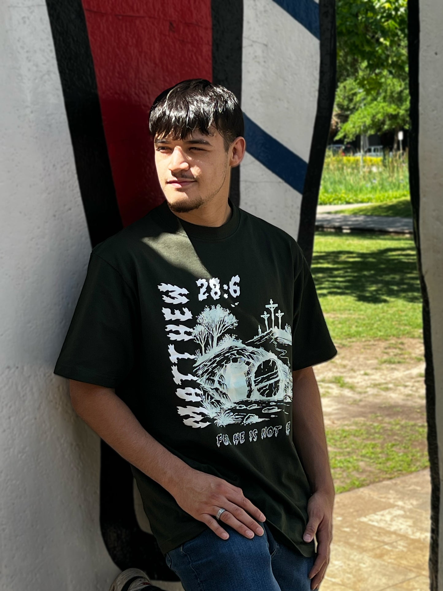He Is Risen Hunter Green T-Shirt