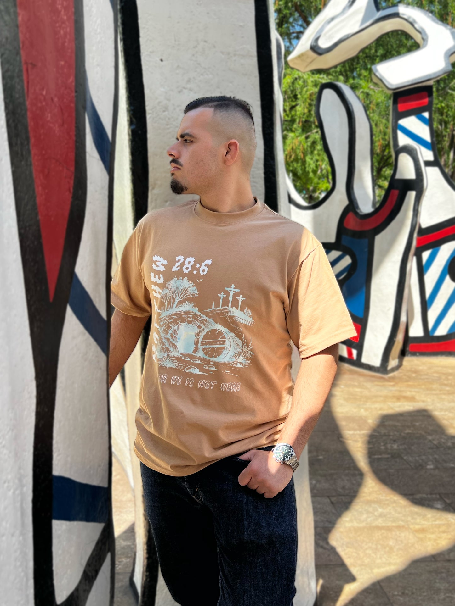 He Is Risen Khaki T-Shirt